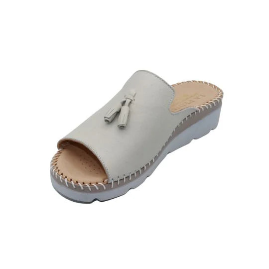 La Plume - Tassle Leather Whip-Stitched Slide