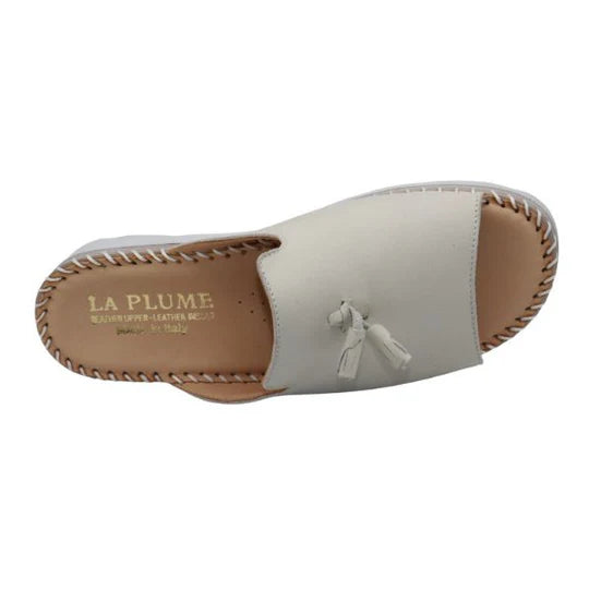 La Plume - Tassle Leather Whip-Stitched Slide