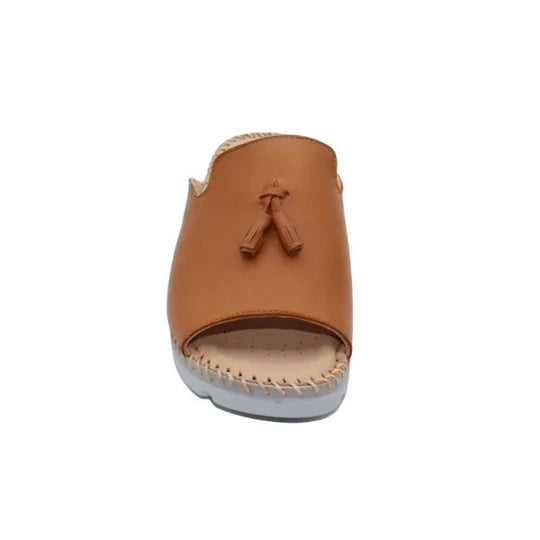 La Plume - Tassle Leather Whip-Stitched Slide