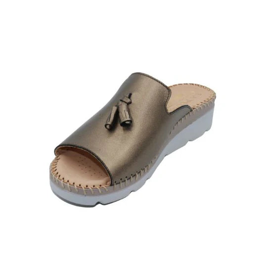 La Plume - Tassle Leather Whip-Stitched Slide