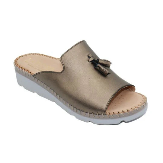 La Plume - Tassle Leather Whip-Stitched Slide
