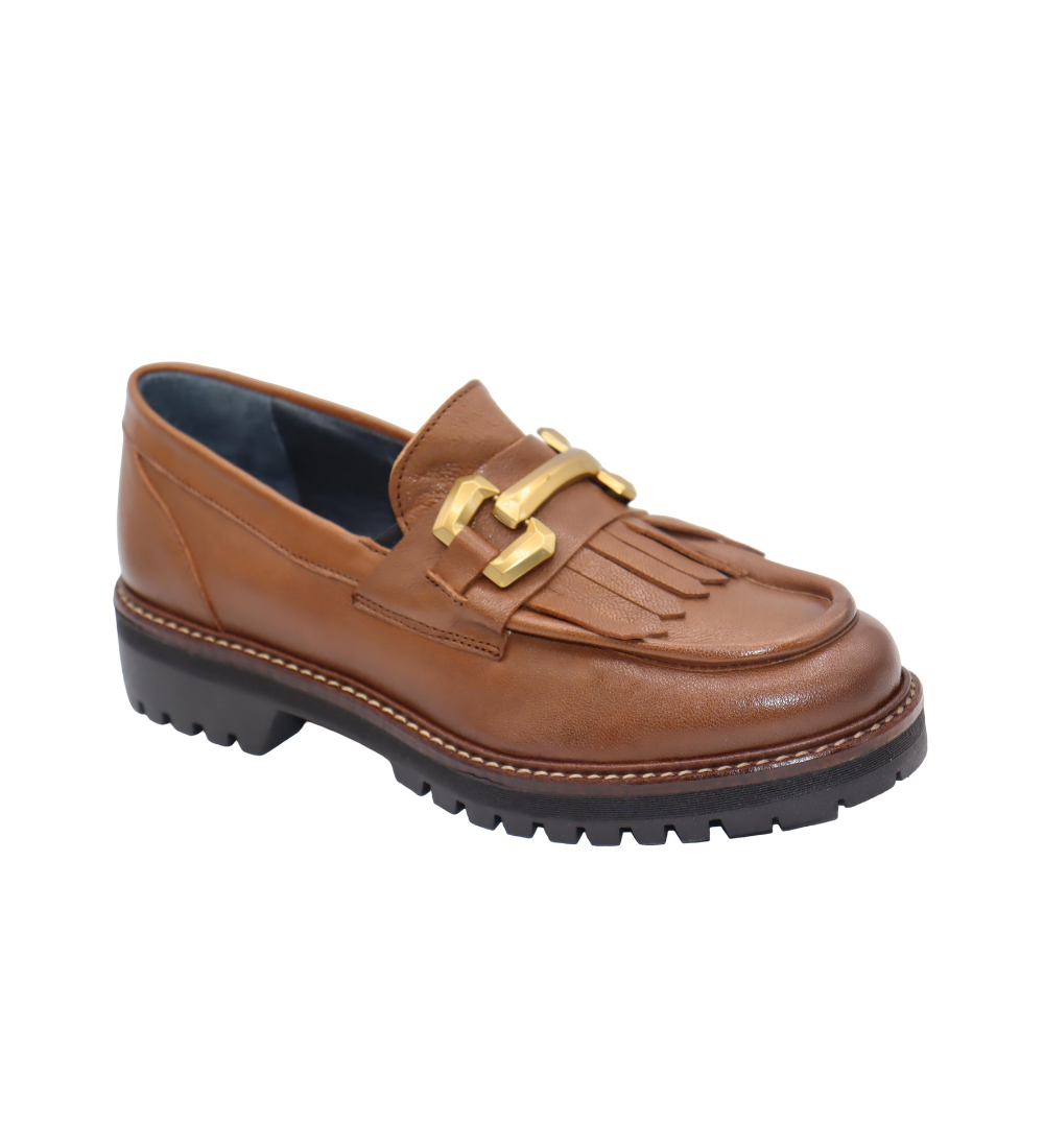Eric Michael Whisper leather chunky lug sole loafer in Brown — view 1