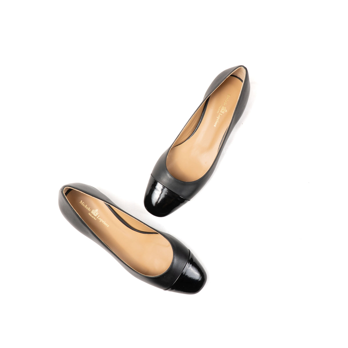 Michele Lopriore India Low Heel Pump, Leather Black / Patent Black, gallery view 4