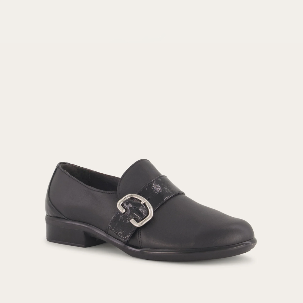 Viscol in Jet Black Leather/Black Crinkle Patent Leather, product view 2
