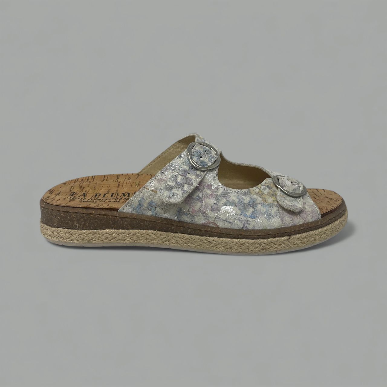 LA PINTA - IRIDESCENT CORK-BED SLIDE - SIZE 40 - GREY SATIN