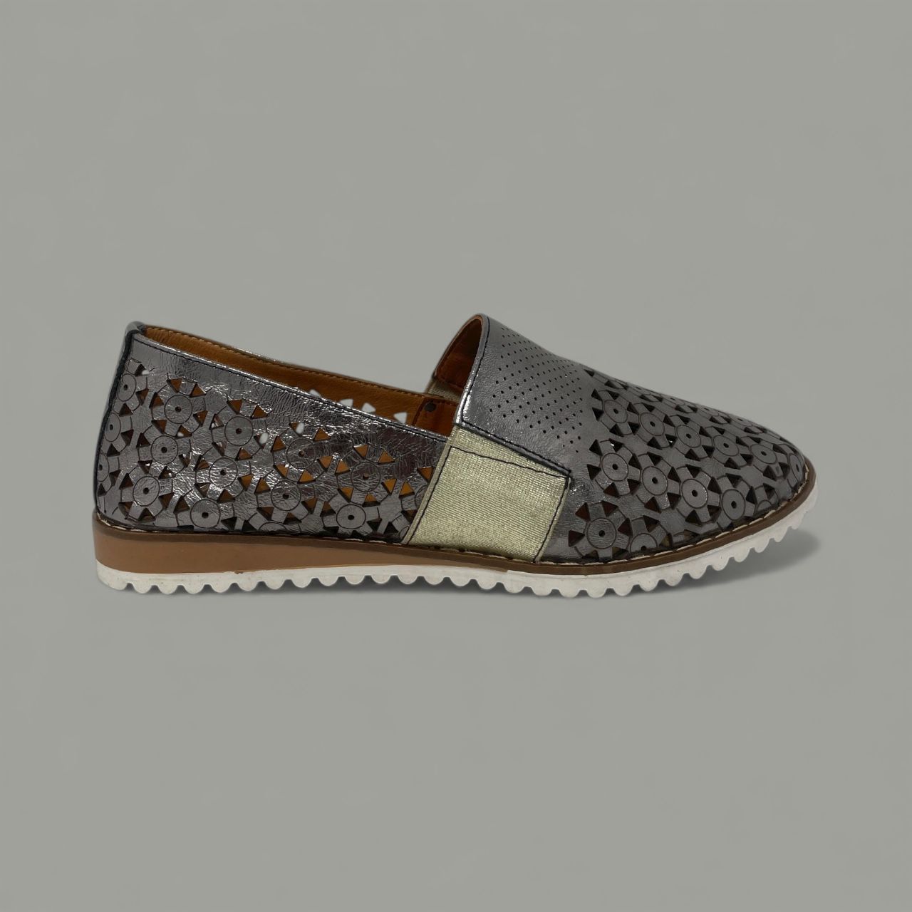 BONAVI - LOREN METALLIC LASER-CUT FLAT - SIZE 36 - CHAMPAGNE