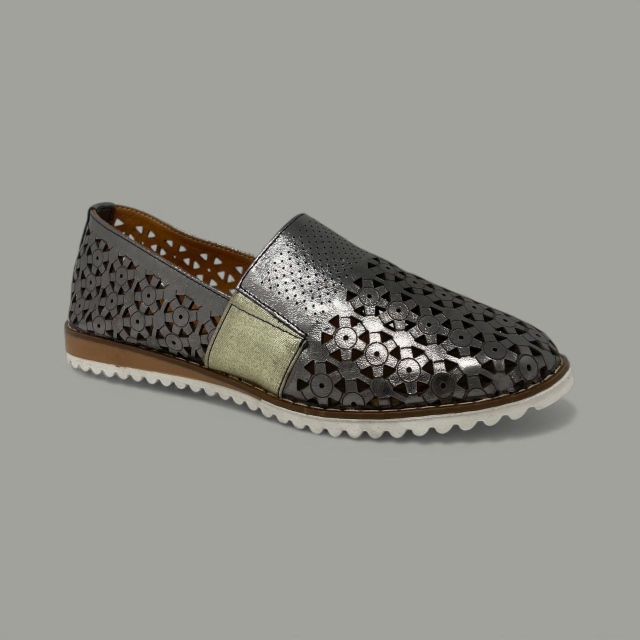 BONAVI - LOREN METALLIC LASER-CUT FLAT - SIZE 36 - CHAMPAGNE