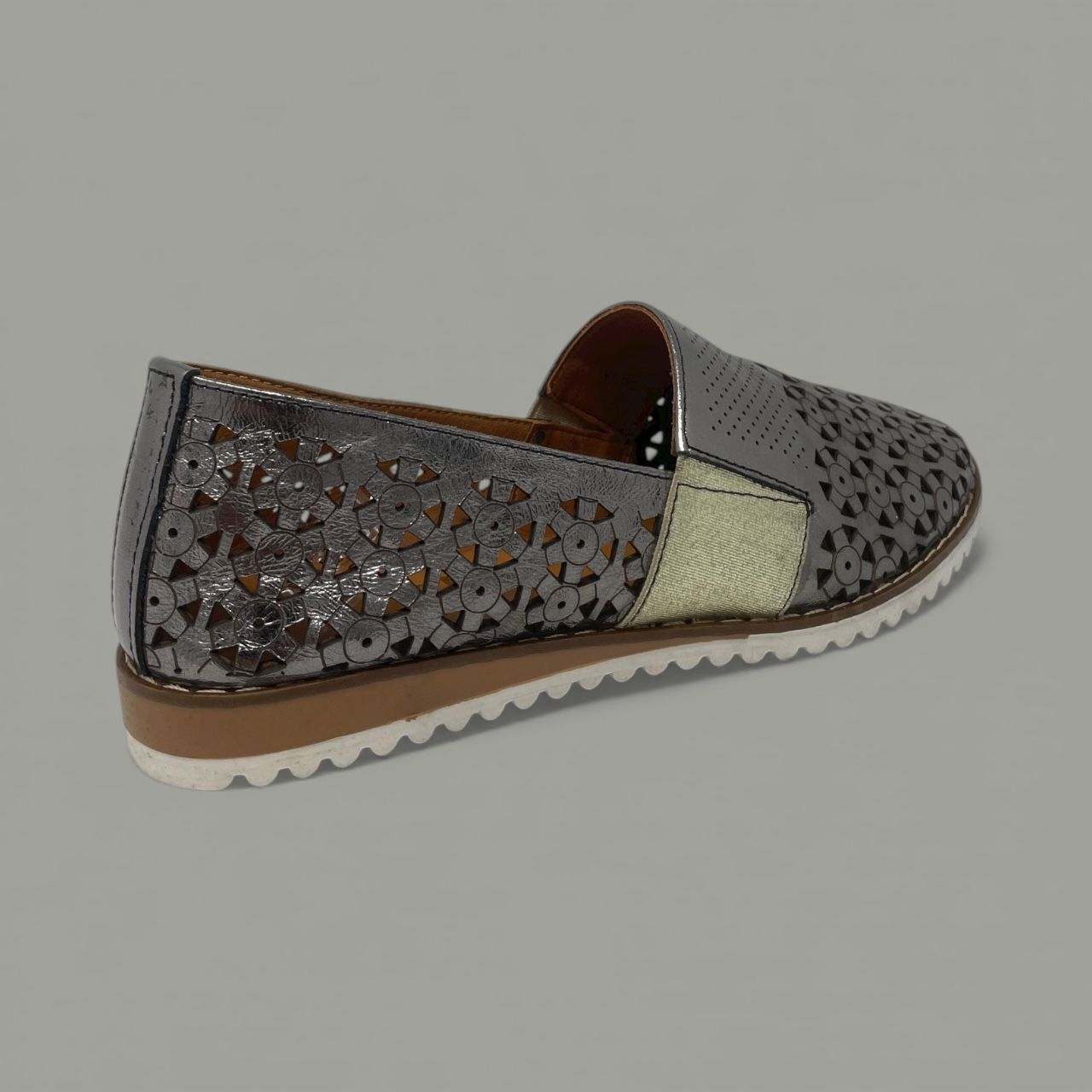 BONAVI - LOREN METALLIC LASER-CUT FLAT - SIZE 36 - CHAMPAGNE