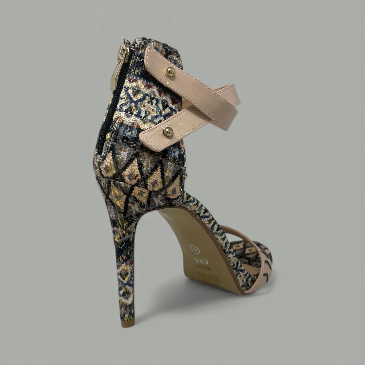 EXE - SILVA STILETTO SANDAL - SIZE 40 - NUDE BLACK BLUE