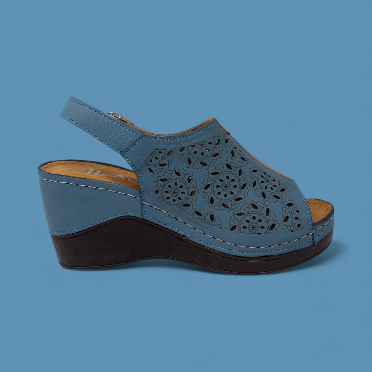 BONAVI - PERFORATED COMFORT WEDGE - SIZE 36 - NAVY