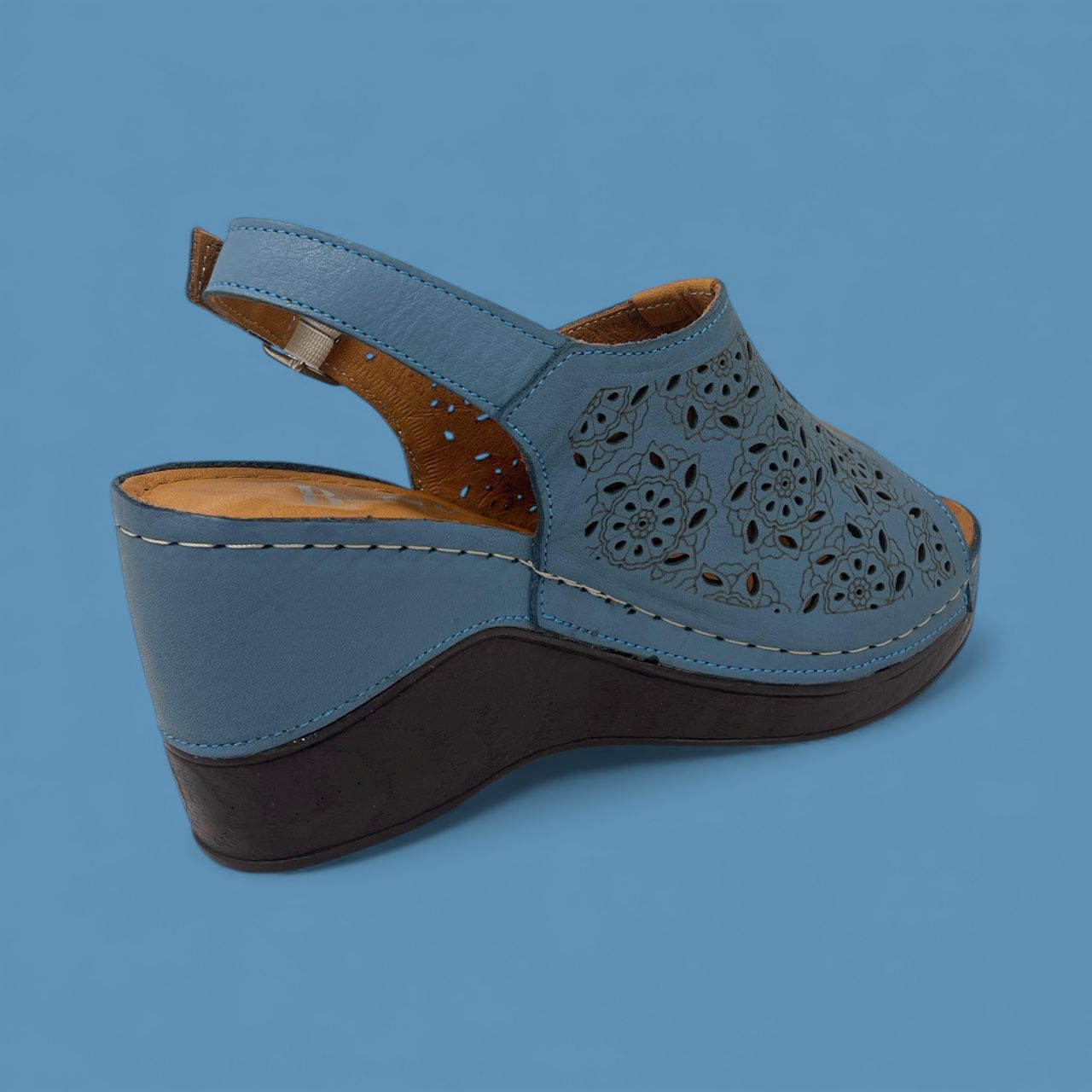 BONAVI - PERFORATED COMFORT WEDGE - SIZE 36 - NAVY