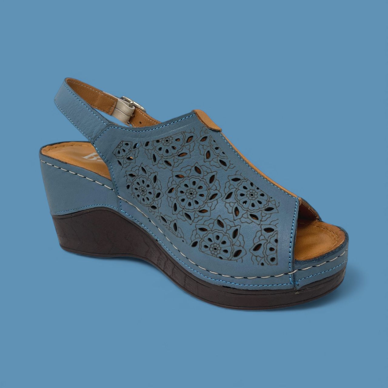 BONAVI - PERFORATED COMFORT WEDGE - SIZE 36 - NAVY