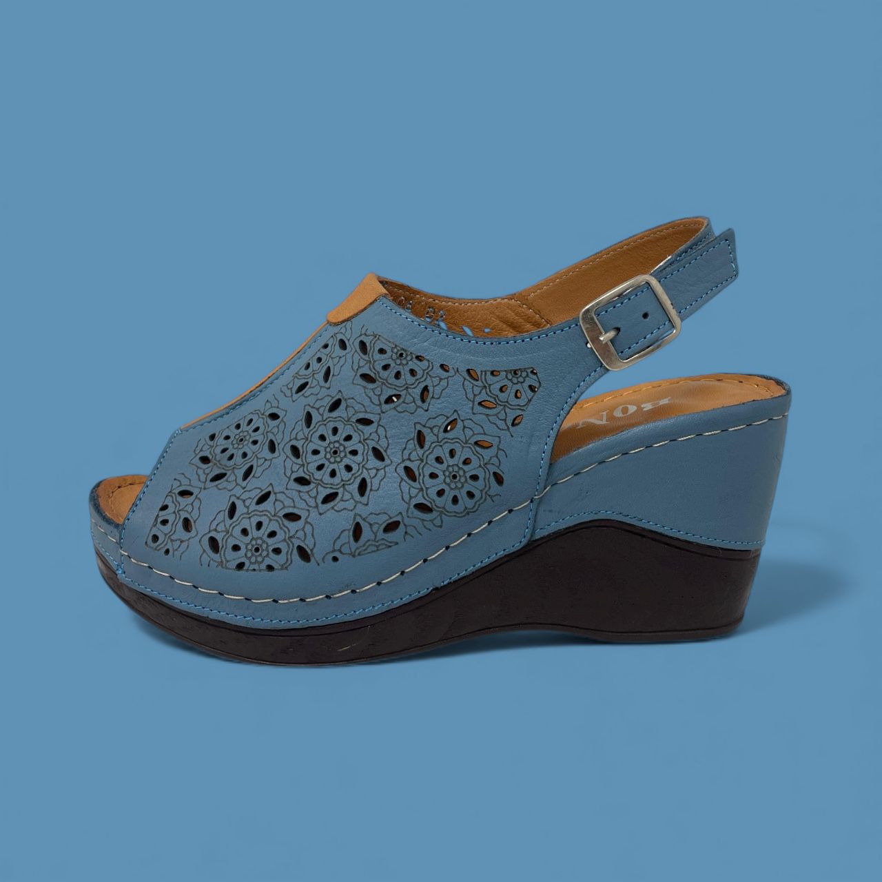 BONAVI - PERFORATED COMFORT WEDGE - SIZE 36 - NAVY