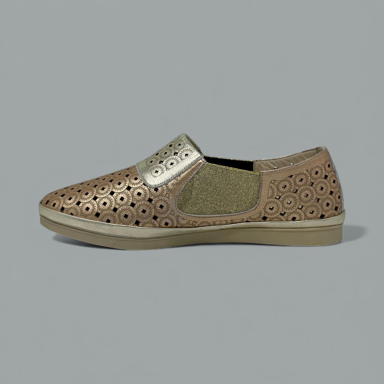 LA PINTA - PERFORATED SLIP-ON - SIZE 41 - METALLIC GOLD