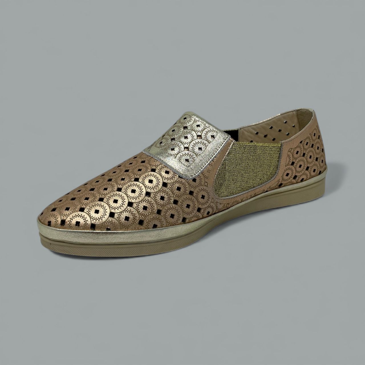 LA PINTA - PERFORATED SLIP-ON - SIZE 41 - METALLIC GOLD