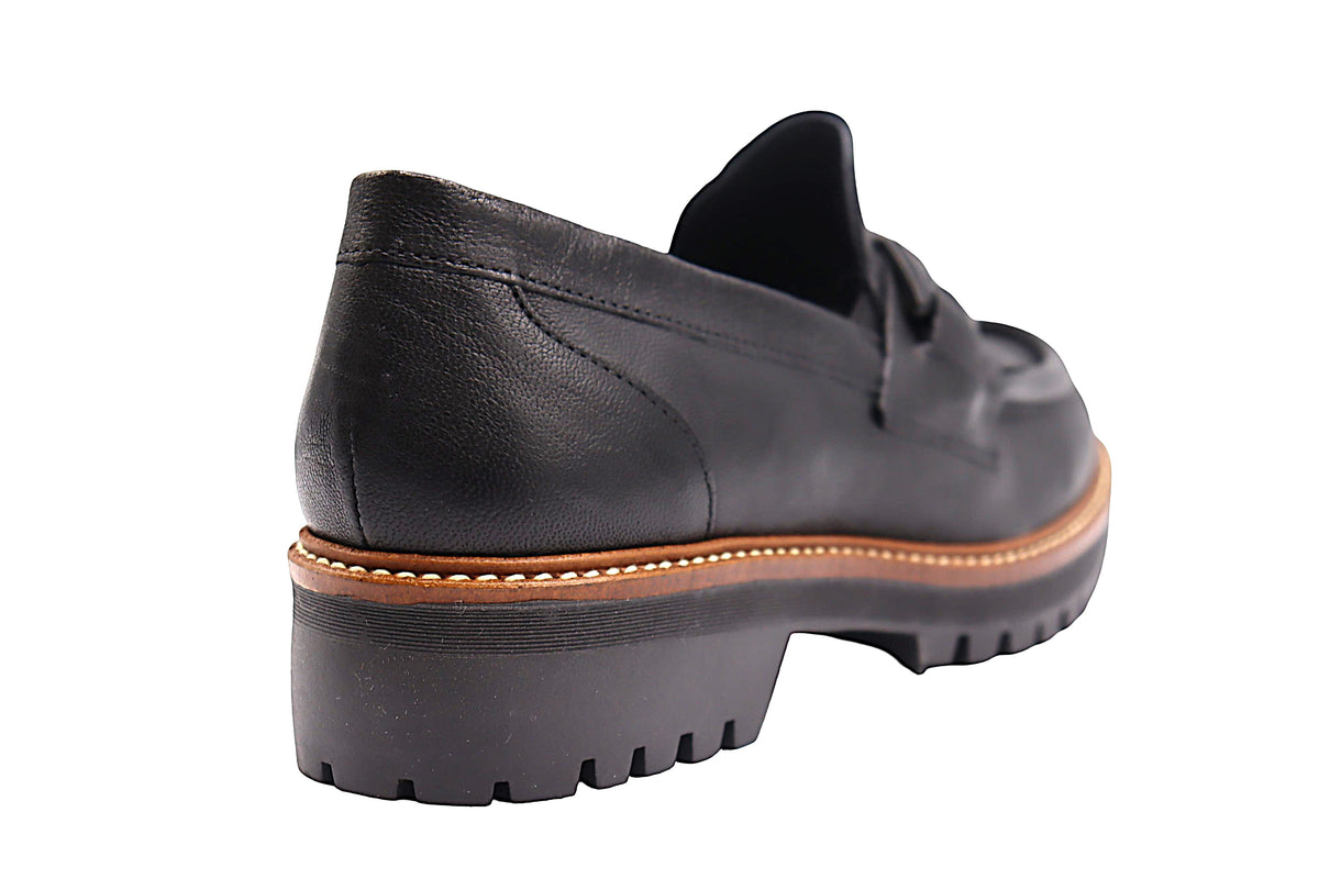 Eric Michael Whisper leather chunky lug sole loafer in Black — view 8