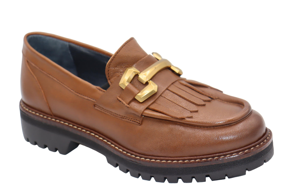 Eric Michael Whisper leather chunky lug sole loafer in Brown — view 2