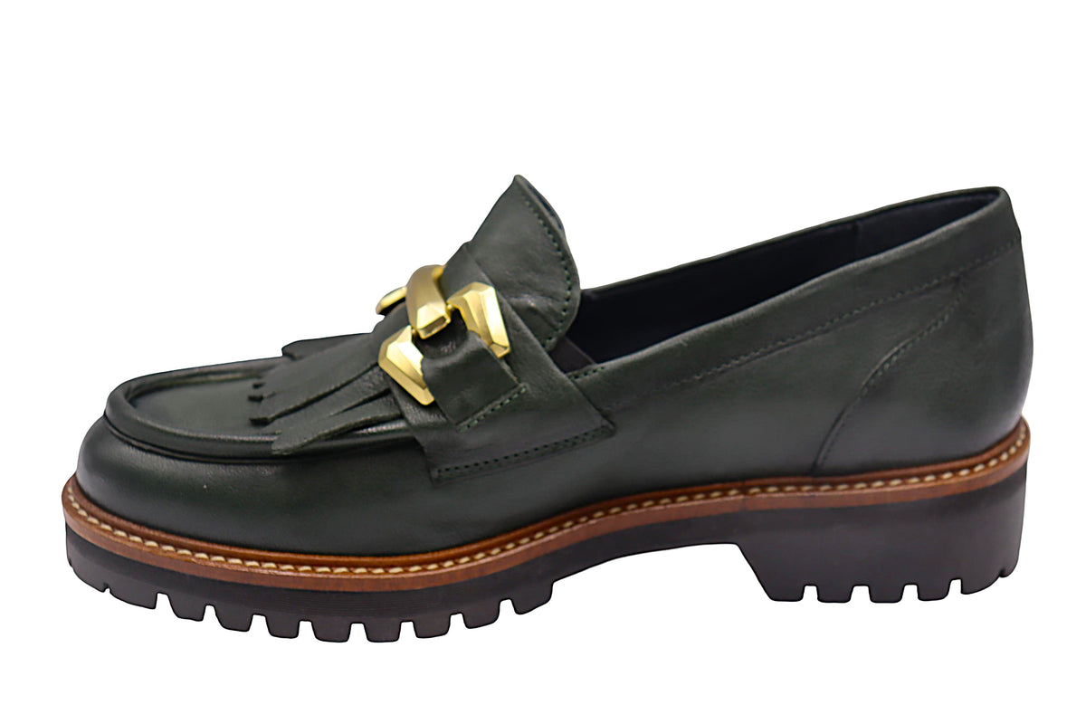 Eric Michael Whisper leather chunky lug sole loafer in Green — view 7