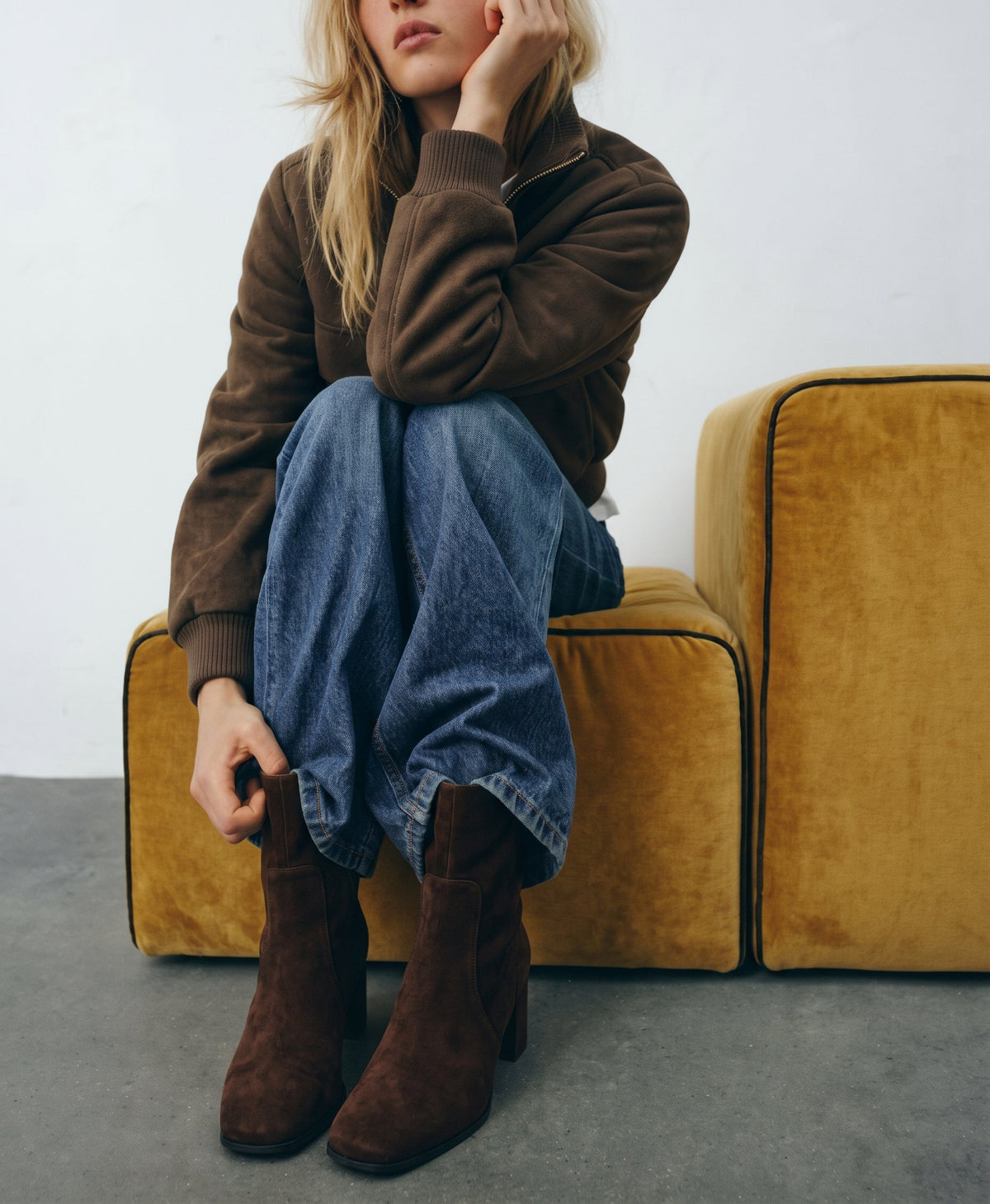 Michele Lopriore Veronique Ankle Boots, Suede Brown, gallery view 5