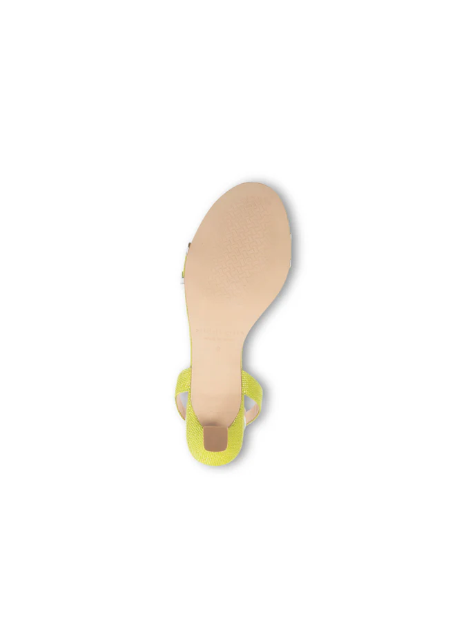 PATRICIA GREEN - PANAMA SLINGBACK KITTEN HEEL - SIZE 11 - LIME RAFFIA/WHITE LEATHER