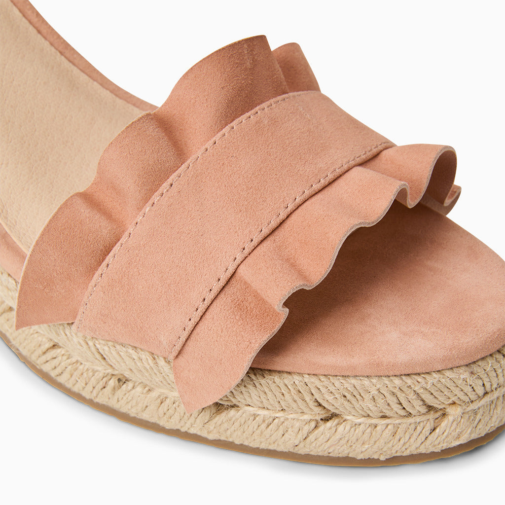 Jack Rogers - Rozette Ruffle Wedge - Suede Toast - view 6