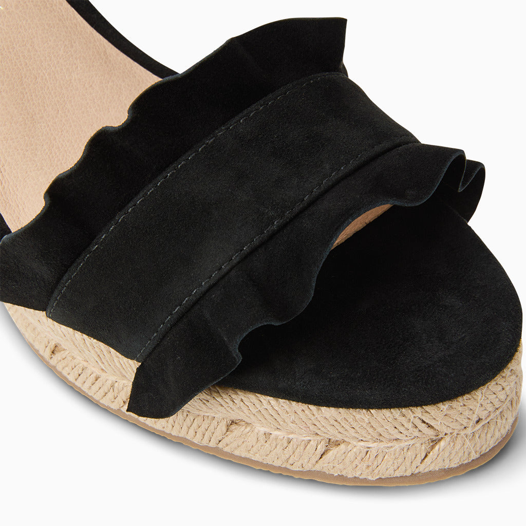 Jack Rogers - Rozette Ruffle Wedge - Suede Black - view 6