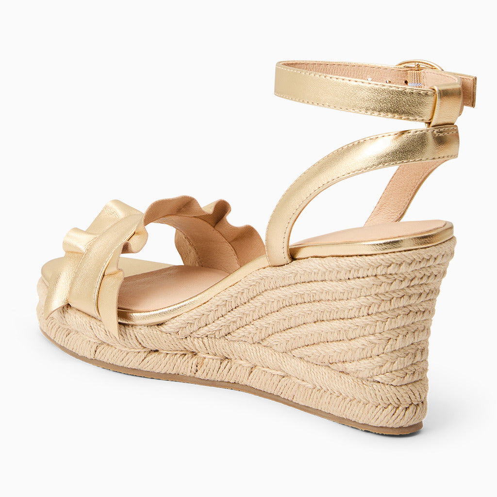 Jack Rogers - Rozette Ruffle Wedge - Metallic Gold - view 4