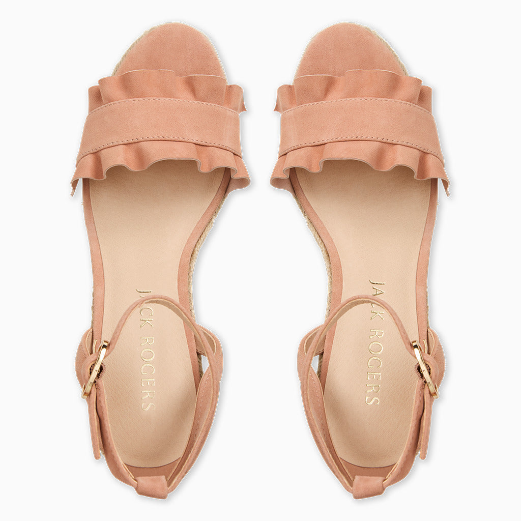 Jack Rogers - Rozette Ruffle Wedge - Suede Toast - view 3