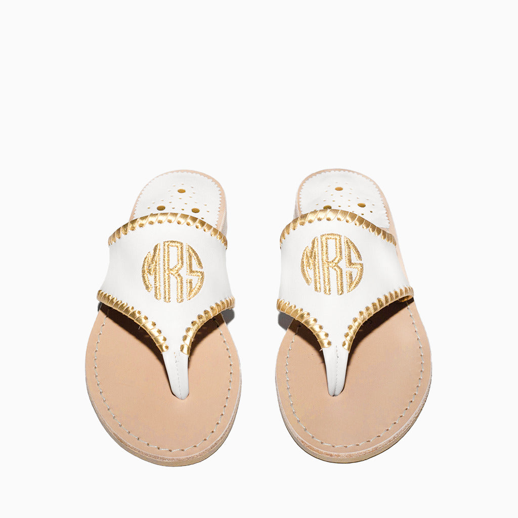 Jack Rogers - Jacks Embroidered "MRS" Sandal - White & Gold - view 1