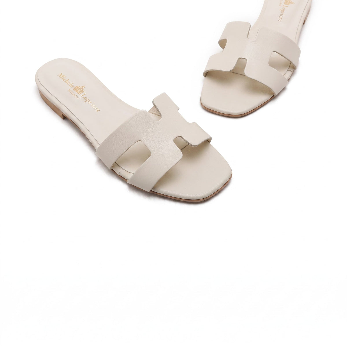 Michele Lopriore Creta Slides, Leather Off White, gallery view 2