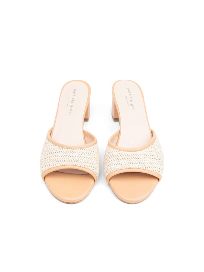 PATRICIA GREEN - SIENNA RAFFIA BLOCK HEEL - SIZE 10 - NUDE