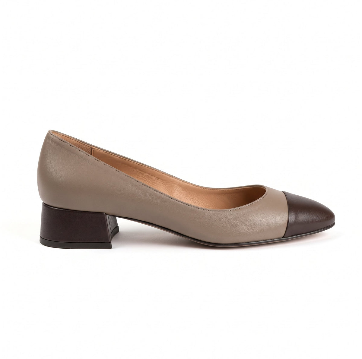 Michele Lopriore India Low Heel Pump Classic, Leather Taupe / Brown, product view
