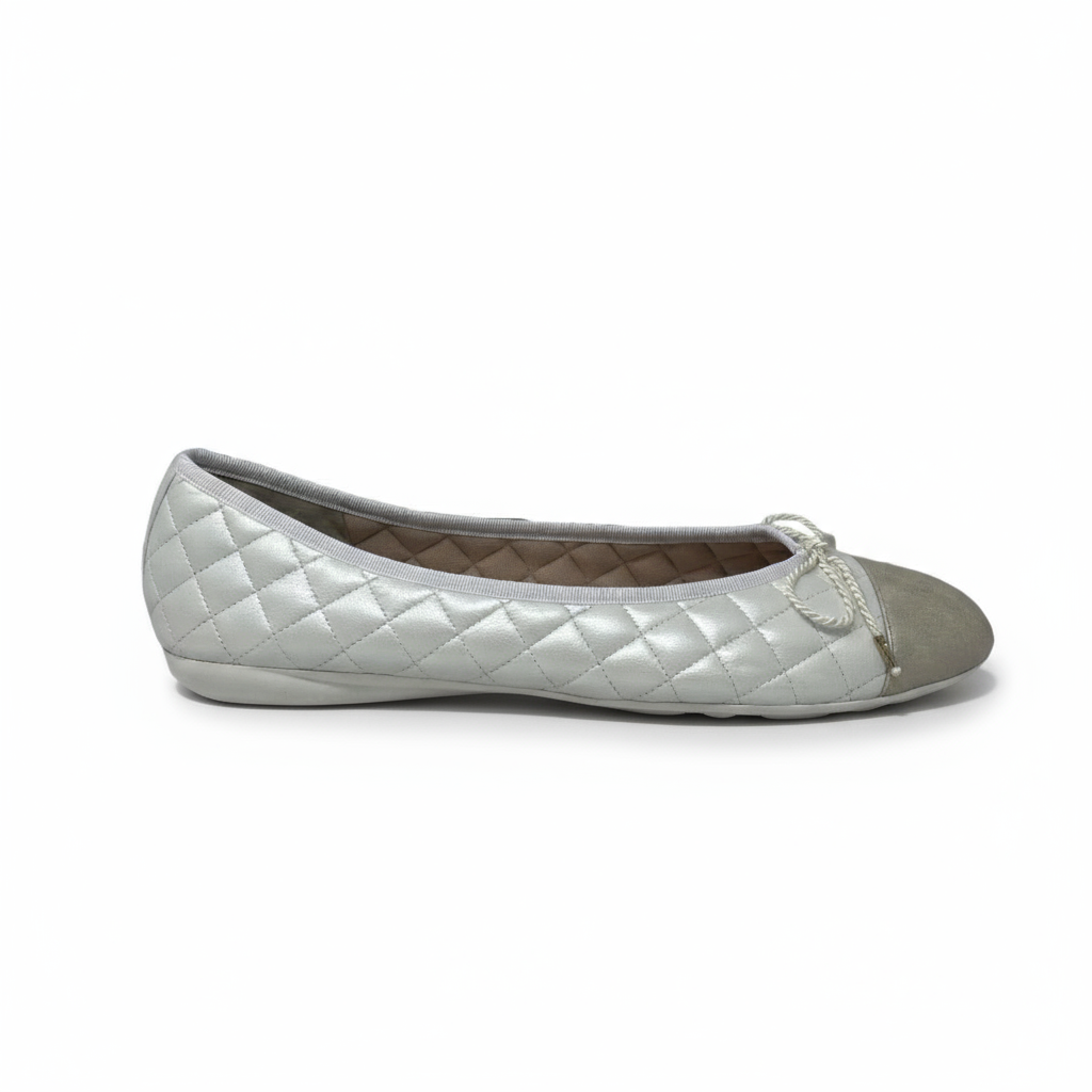 PAUL MAYER - BEST QUILTED LEATHER BALLET FLAT - SIZE 8.5 - SENA LUNA / SENA BLANCO