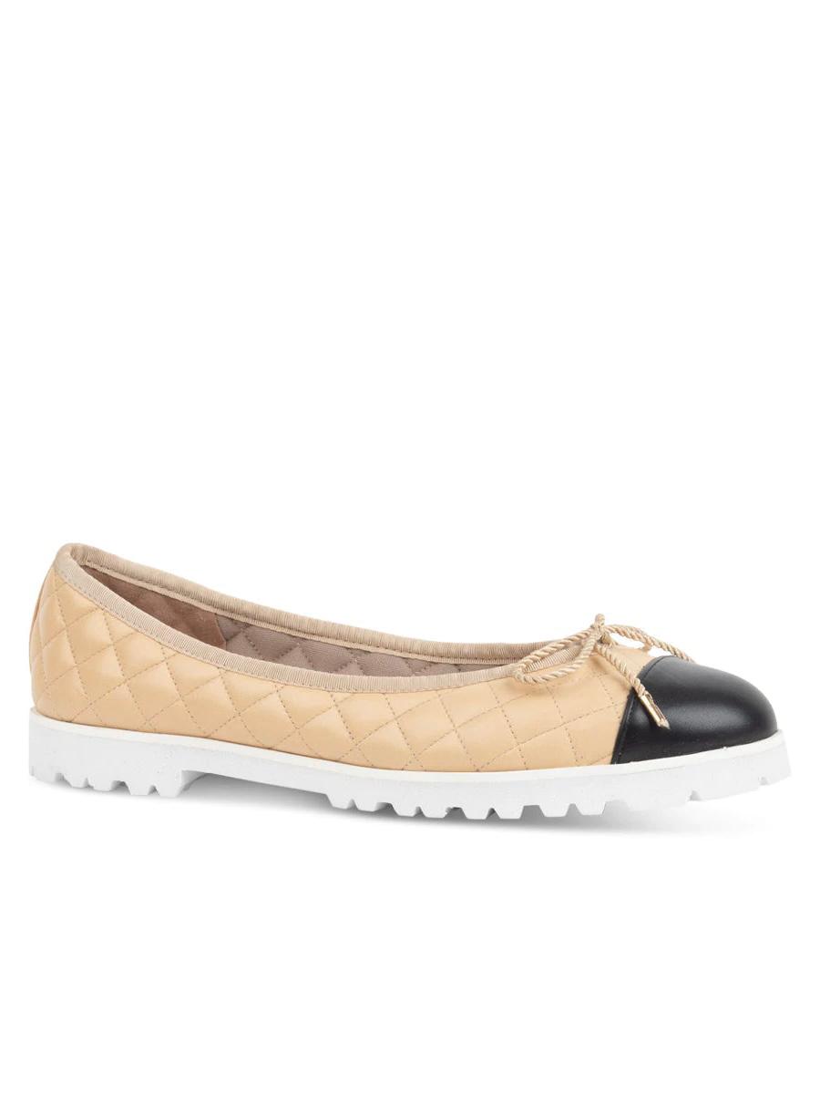 PAUL MAYER -BEST LUG SOLE BALLET - SIZE 6 - BLACK/BEIGE LEATHER/WHITE LUG SOLE