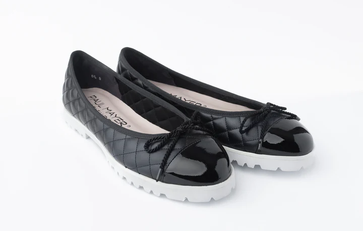 PAUL MAYER - BEST LUG SOLE - SIZE 6 - PATENT BLACK / NAPPA BLACK  (WHITE SOLE)