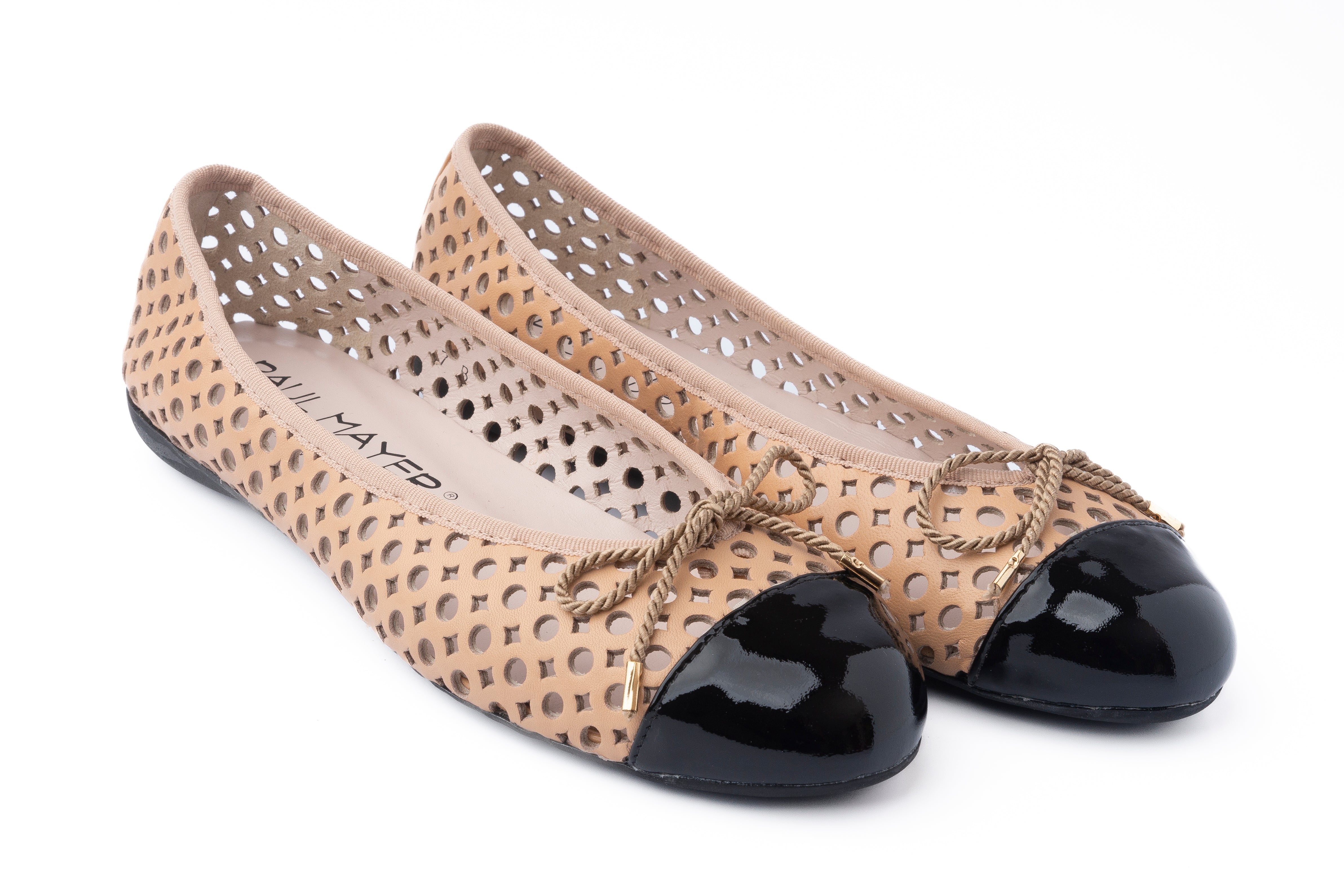 PAUL MAYER - BRANDY - SIZE 7 - PATENT BLACK NAPPA BEIGE