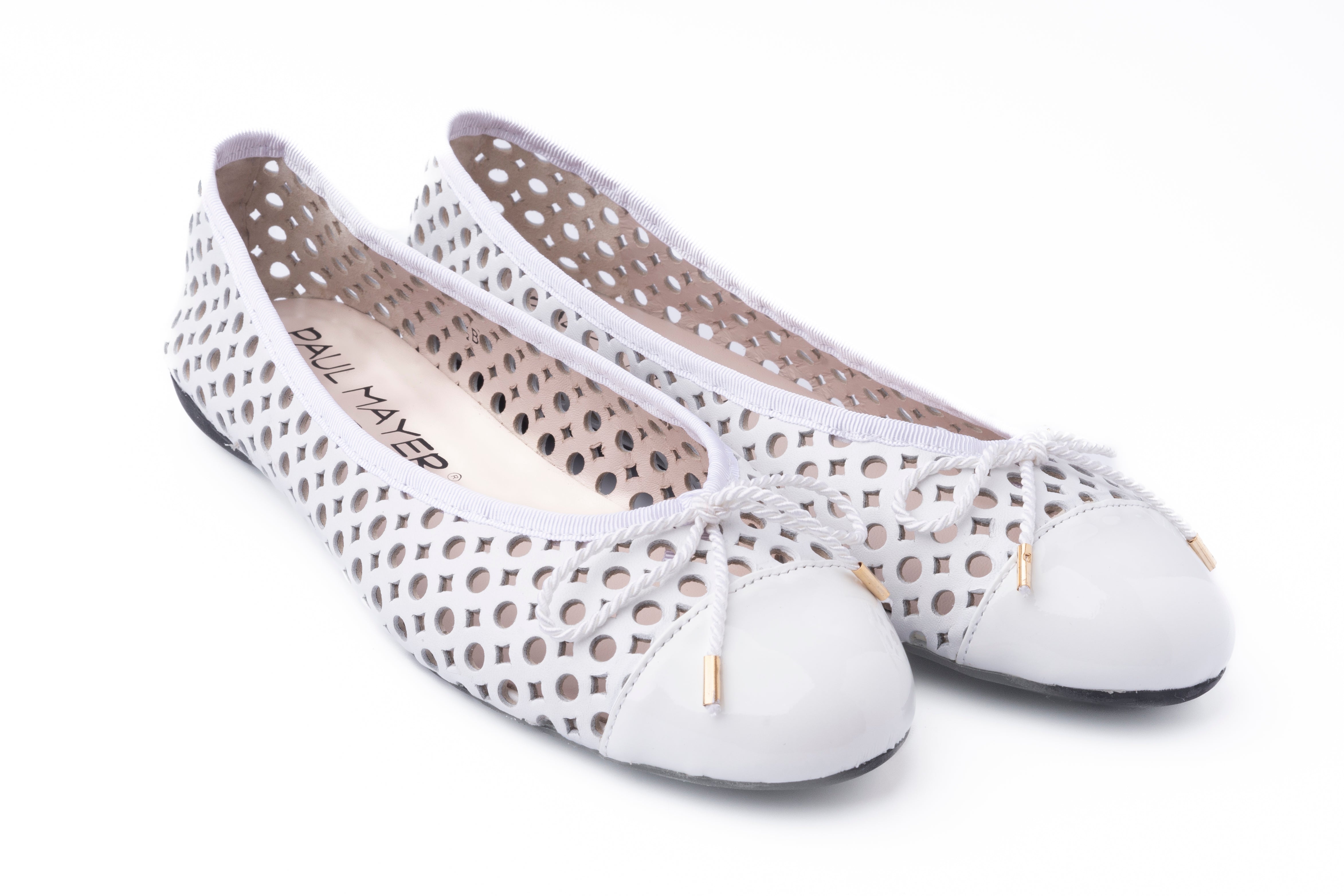 PAUL MAYER - BRANDY - SIZE 9 - PATENT WHITE NAPPA WHITE