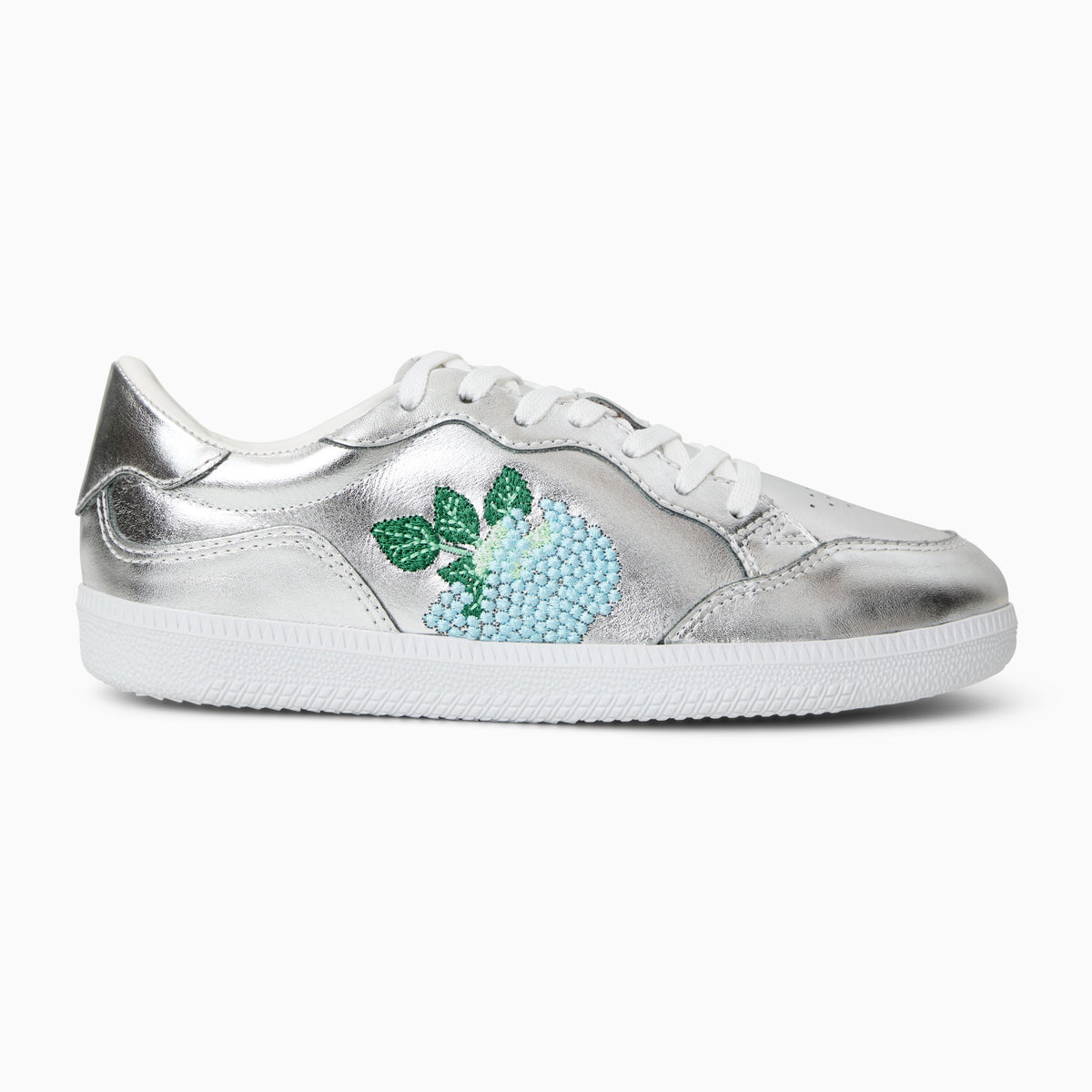 Jack Rogers - Embroidered Hydrangea Sneaker - Metallic Silver - view 2