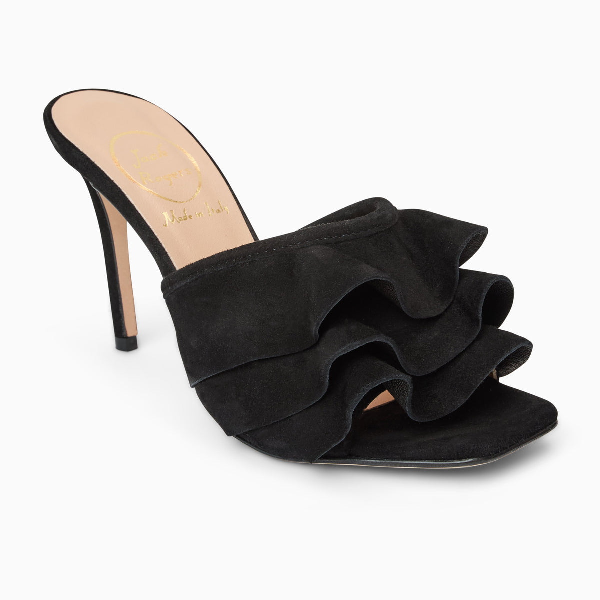 Jack Rogers - Beatrice Ruffle Italian Suede Heel - Suede Black - view 1