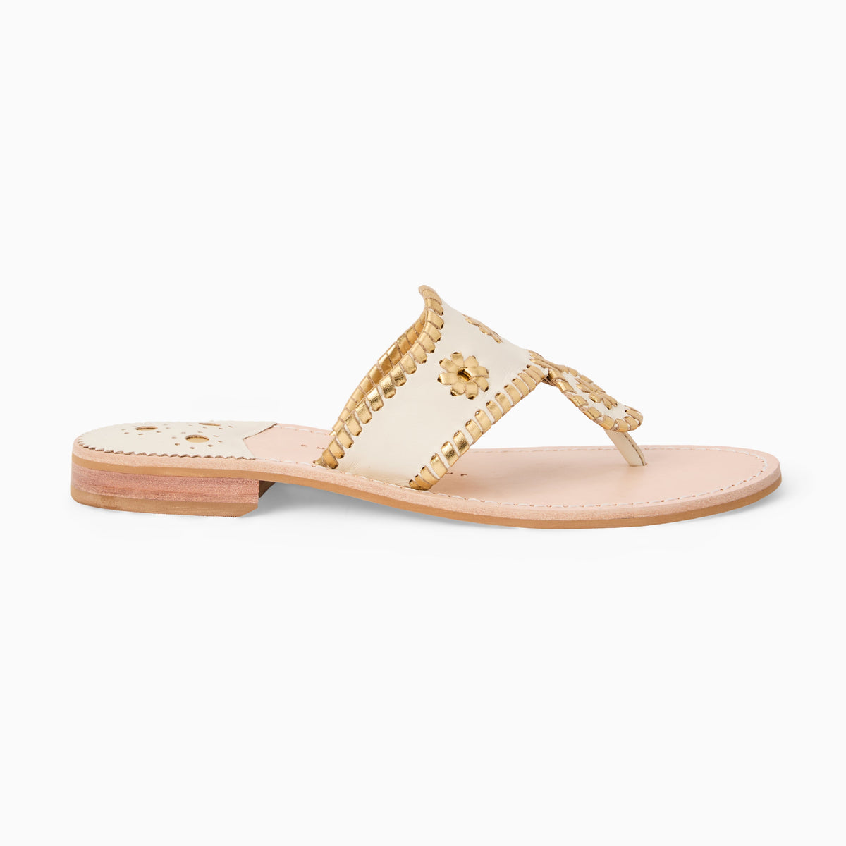 Original Jacks Sandal in Ivory & Metallic Gold, product view 2