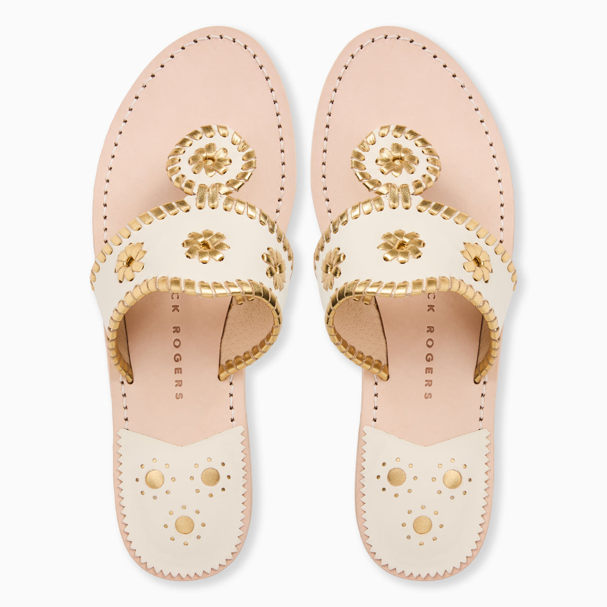 Original Jacks Sandal in Ivory & Metallic Gold, product view 3