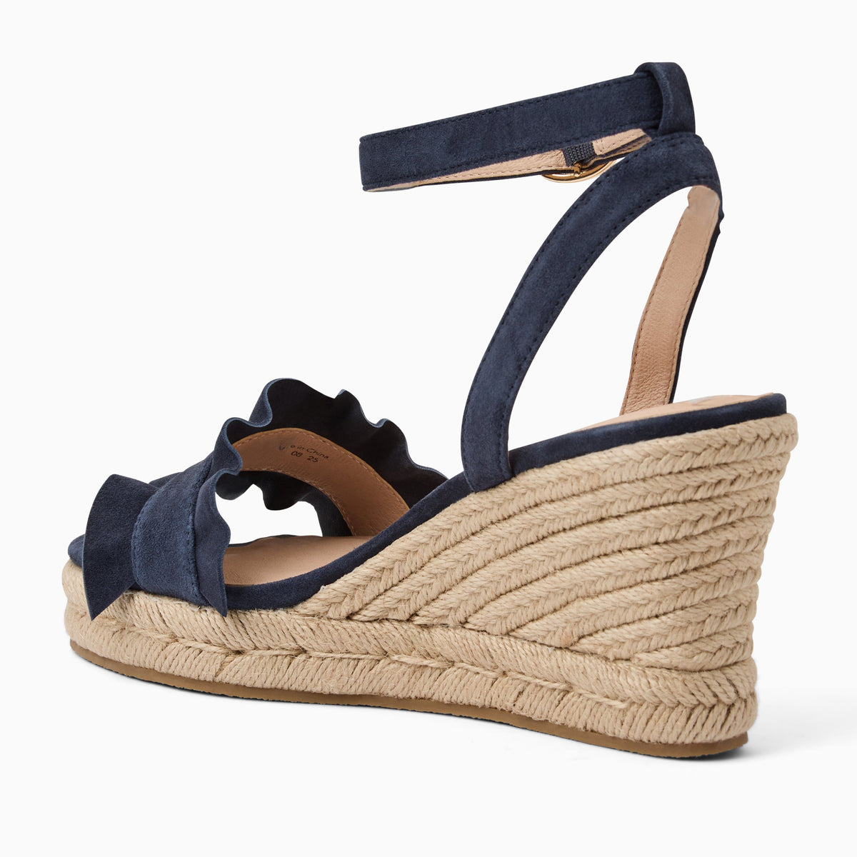 Jack Rogers - Rozette Ruffle Wedge - Suede Navy - view 4