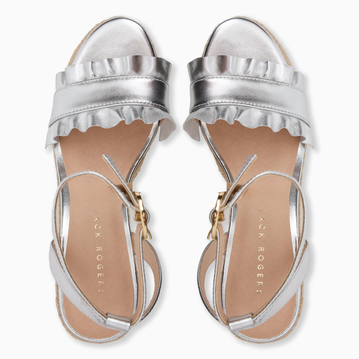 Jack Rogers - Rozette Ruffle Wedge - Metallic Silver - view 3