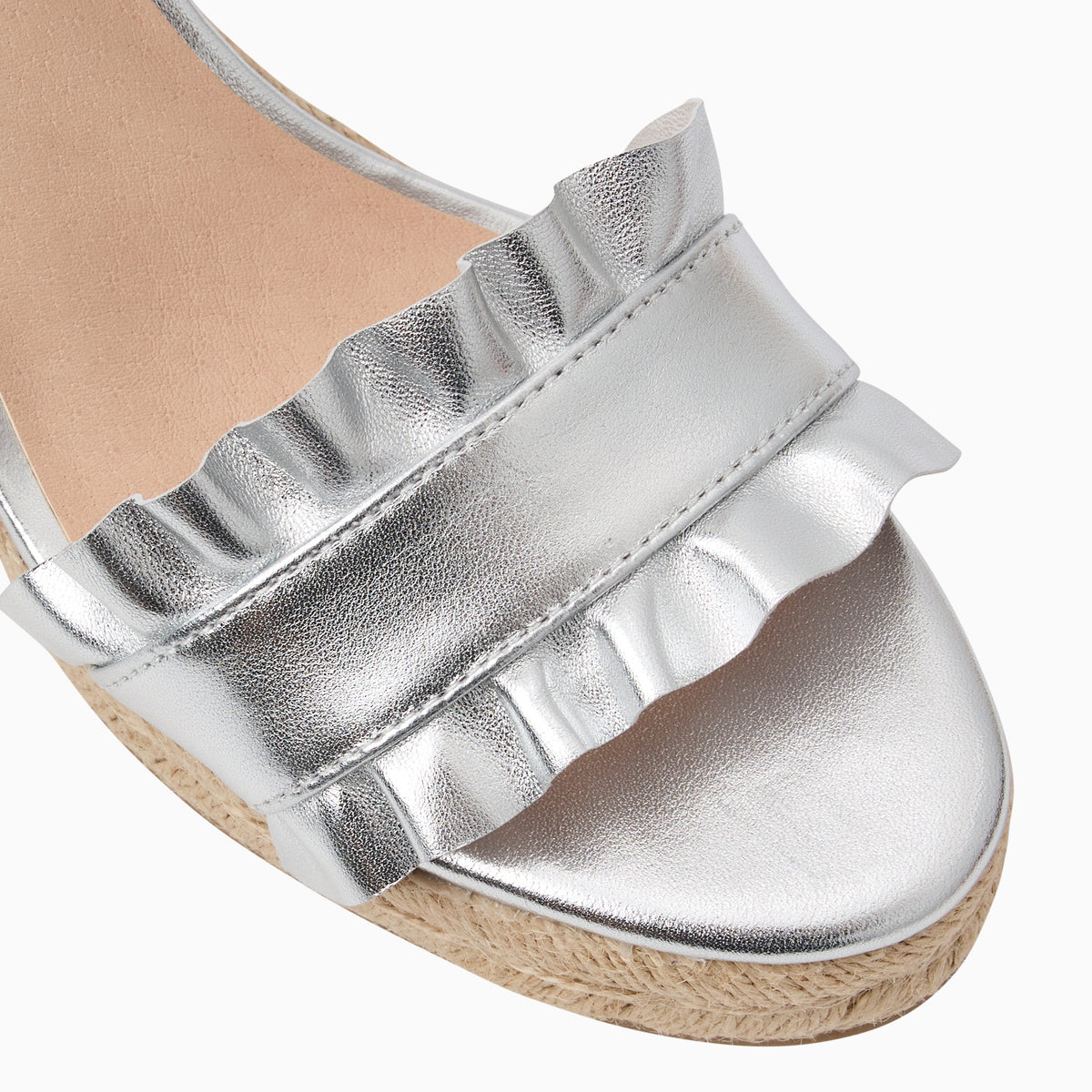 Jack Rogers - Rozette Ruffle Wedge - Metallic Silver - view 6
