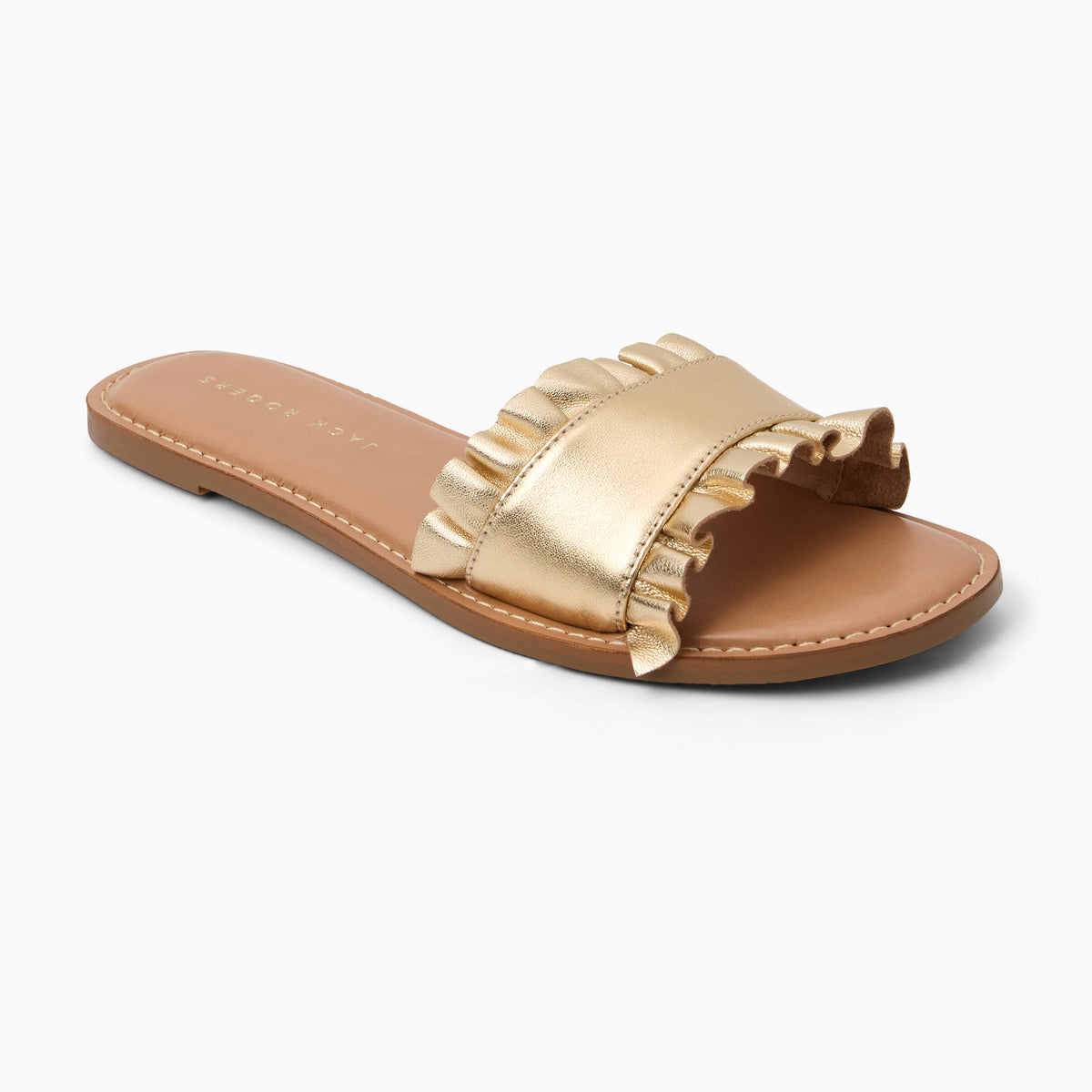 Jack Rogers - Rozette Ruffle Slide - Metallic Gold - view 1