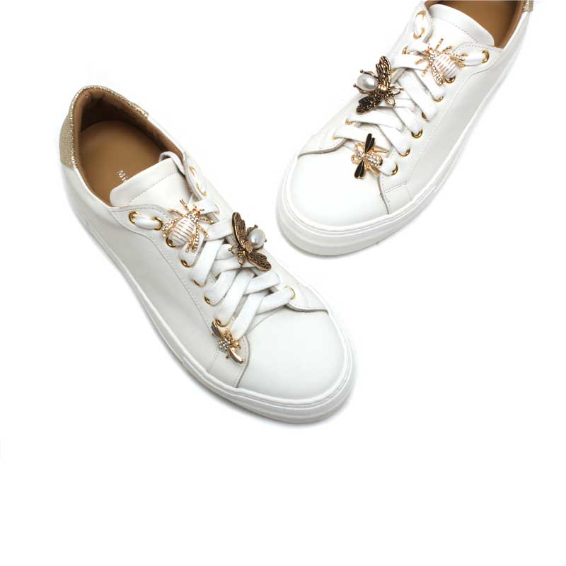 Michele Lopriore Farfallina Sneaker, Leather White, angled top view
