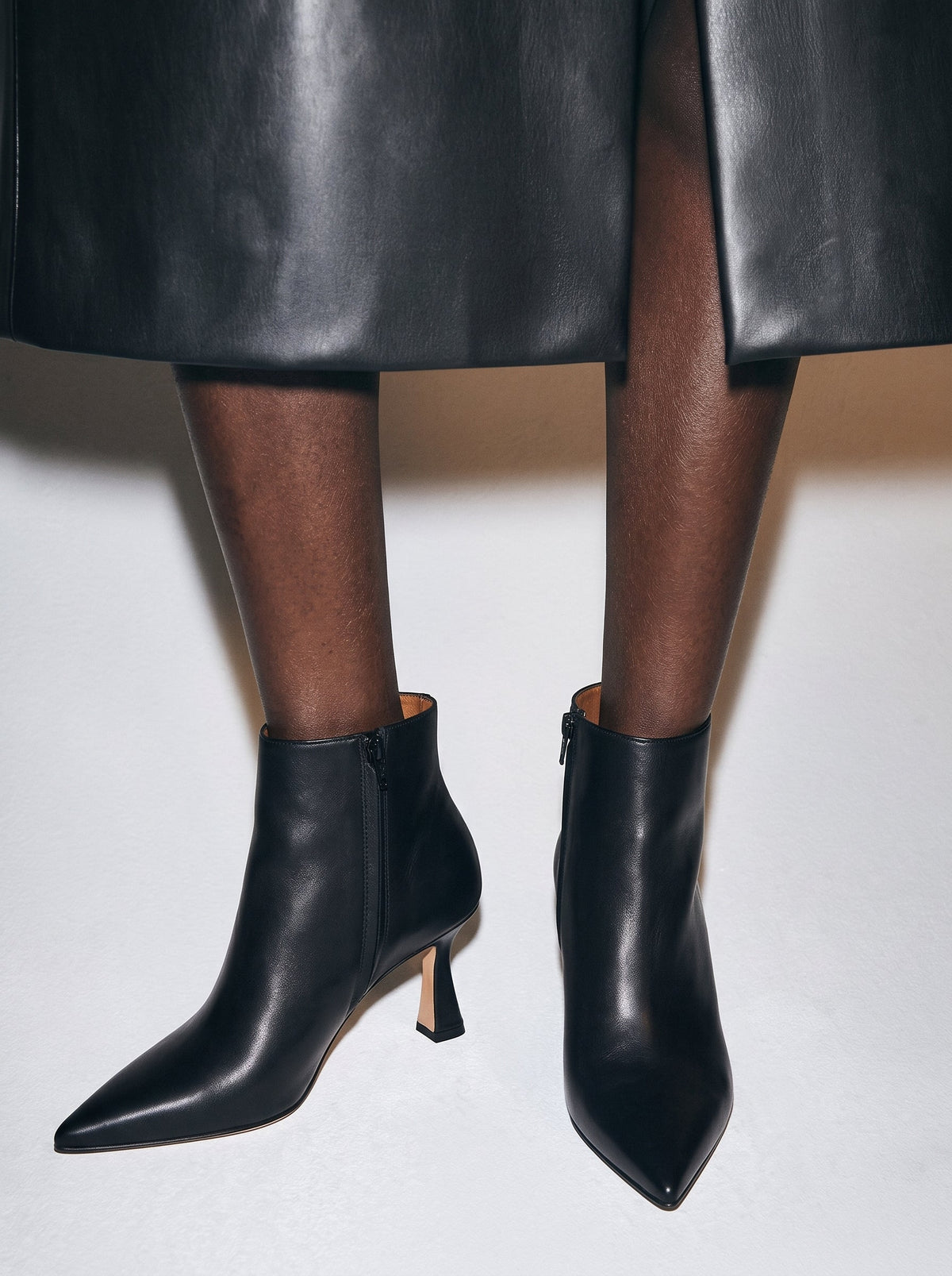 Michele Lopriore Contessa Stiletto Booties, Leather Black, gallery view 4