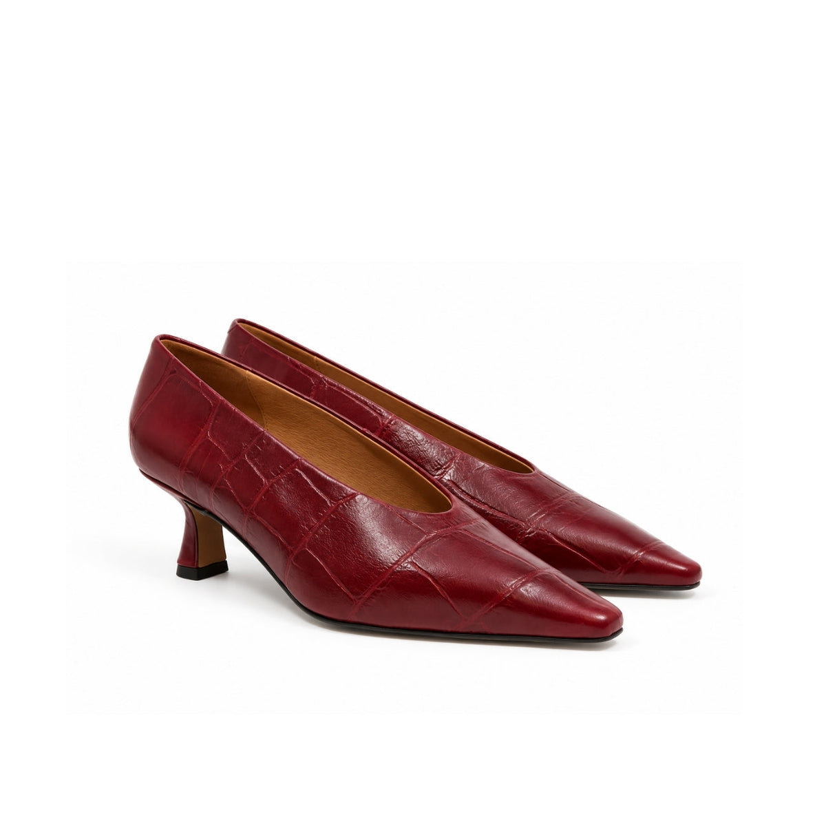 Michele Lopriore Vivienne Limited Edition Pump, Printed Croco Bordeaux, gallery view 2