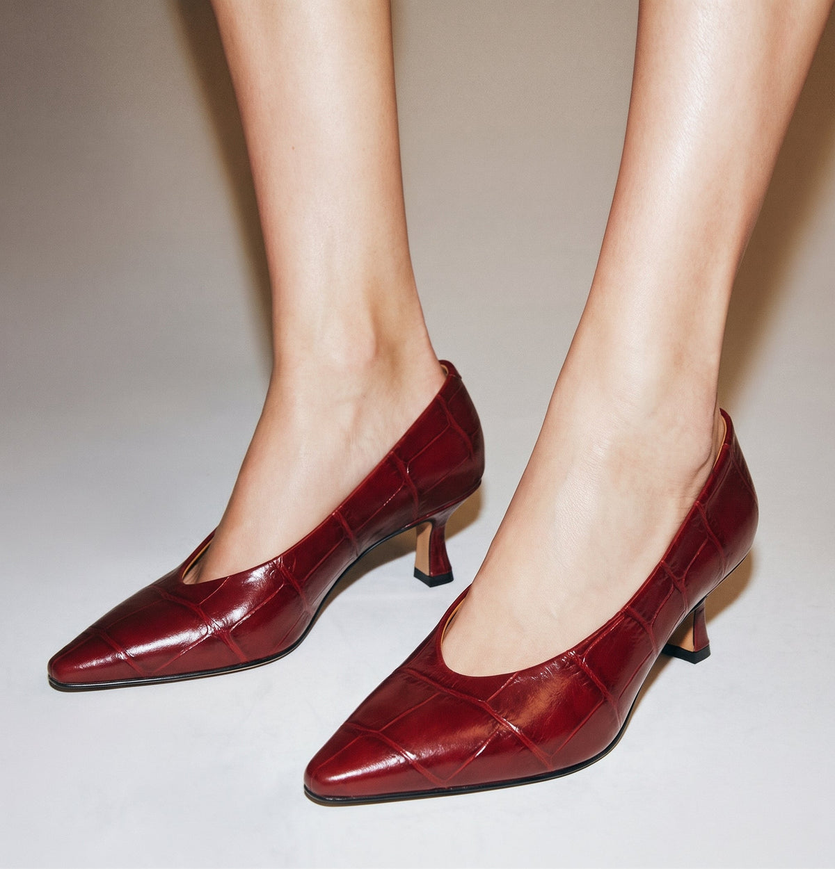 Michele Lopriore Vivienne Limited Edition Pump, Printed Croco Bordeaux, gallery view 5
