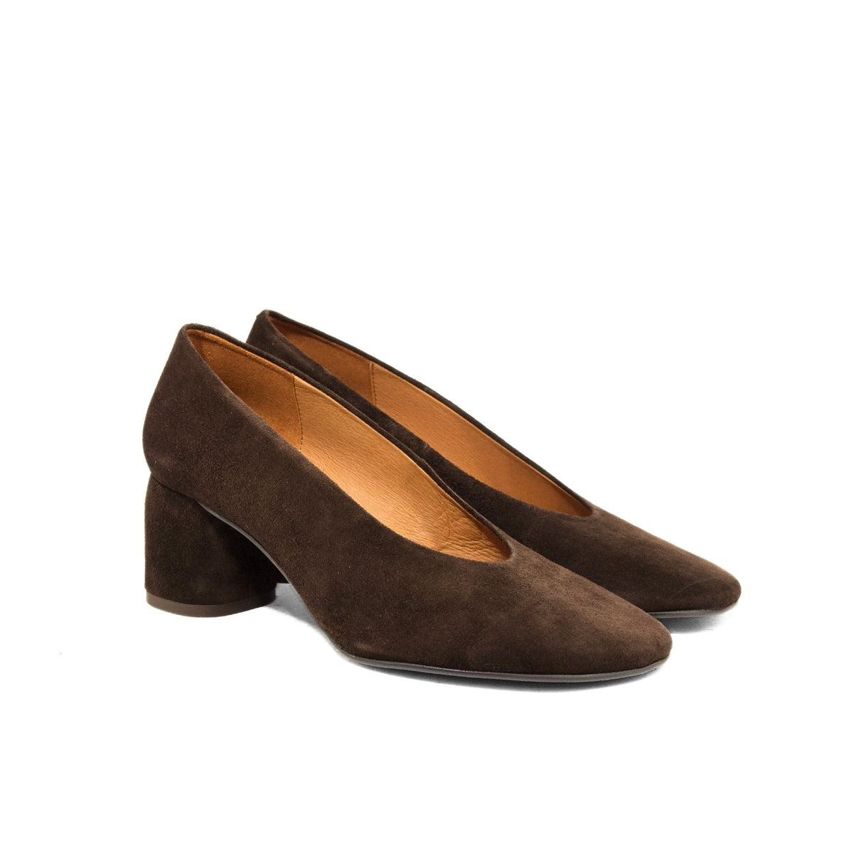 Michele Lopriore Angela Block Heel Pump, Suede Brown, gallery view 2